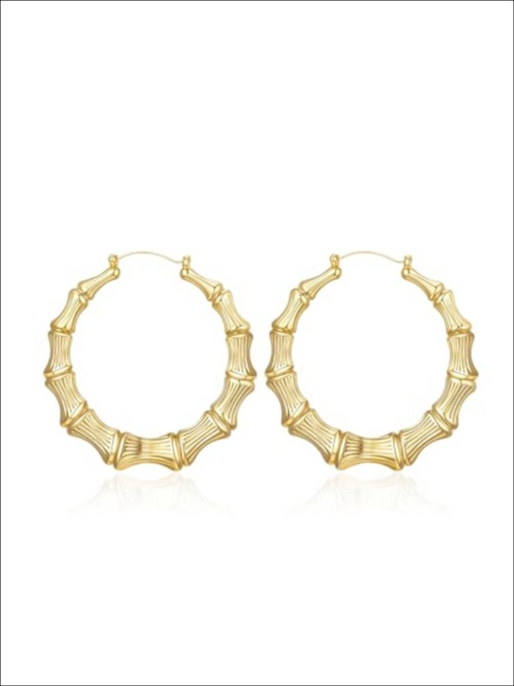 18K Gold Plated Bamboo Hoop Earrings Large Round Heart Door Knocker Statement